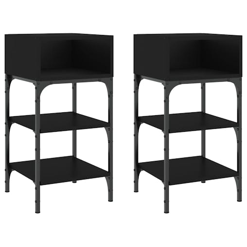 NNEVL Bedside Tables 2 pcs Black 35x34.5x70 cm Engineered Wood