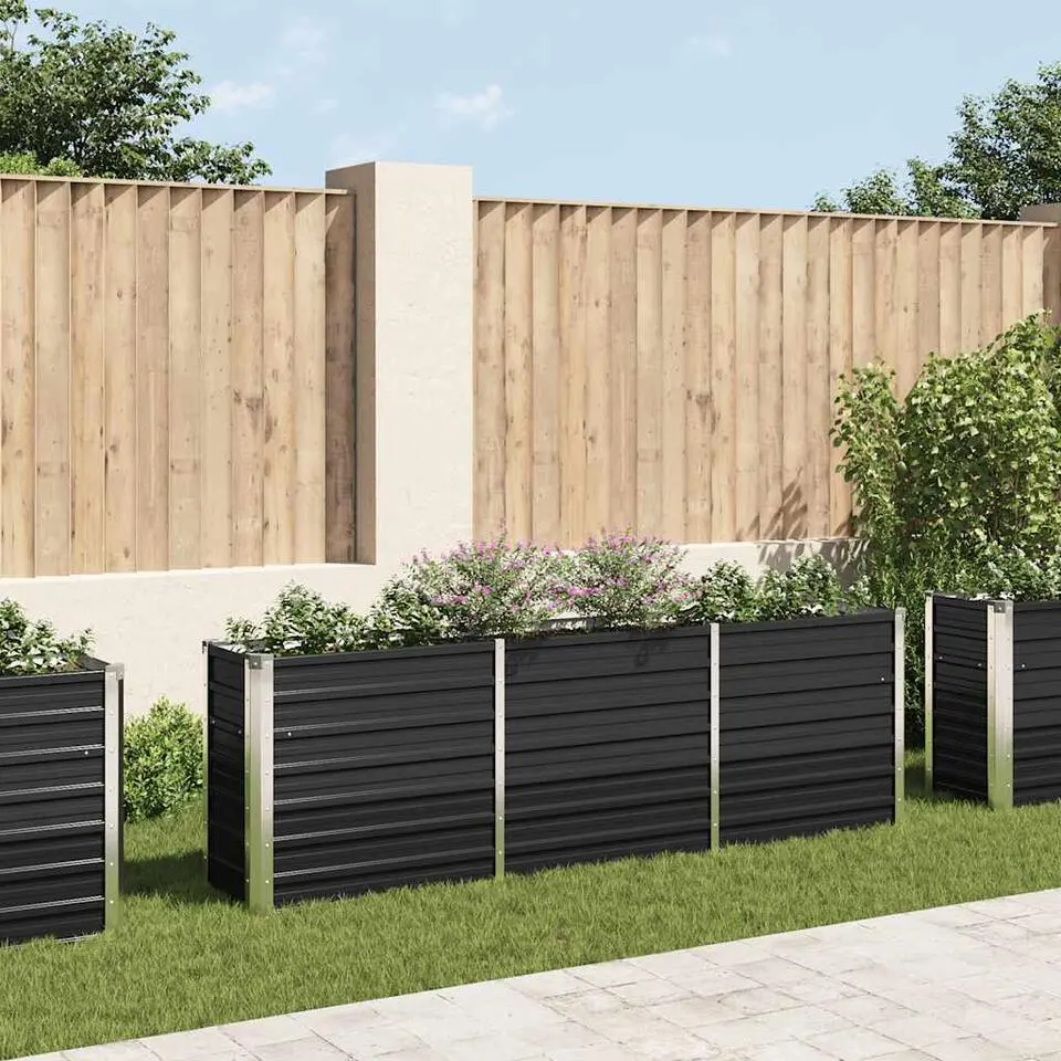 vidaXL - Verhoogde Tuinbak - Antraciet - Staal