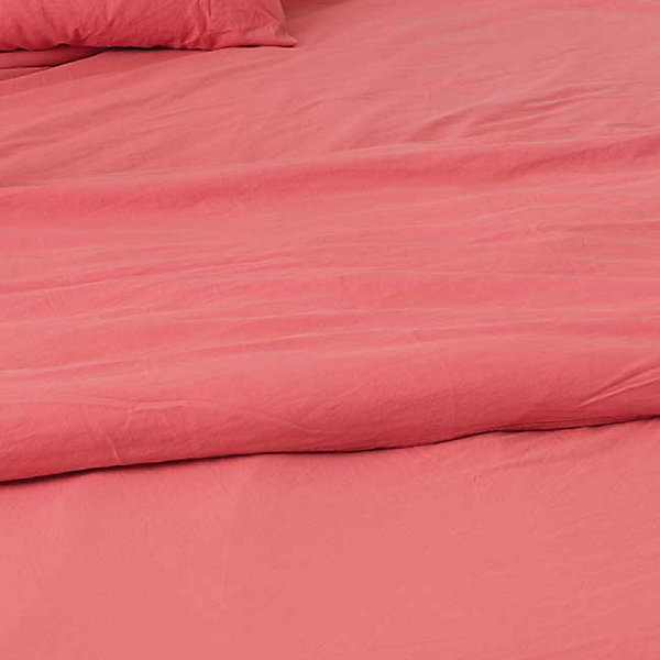 Housse de couette unie en coton Lavé (260x240 cm - Rose)