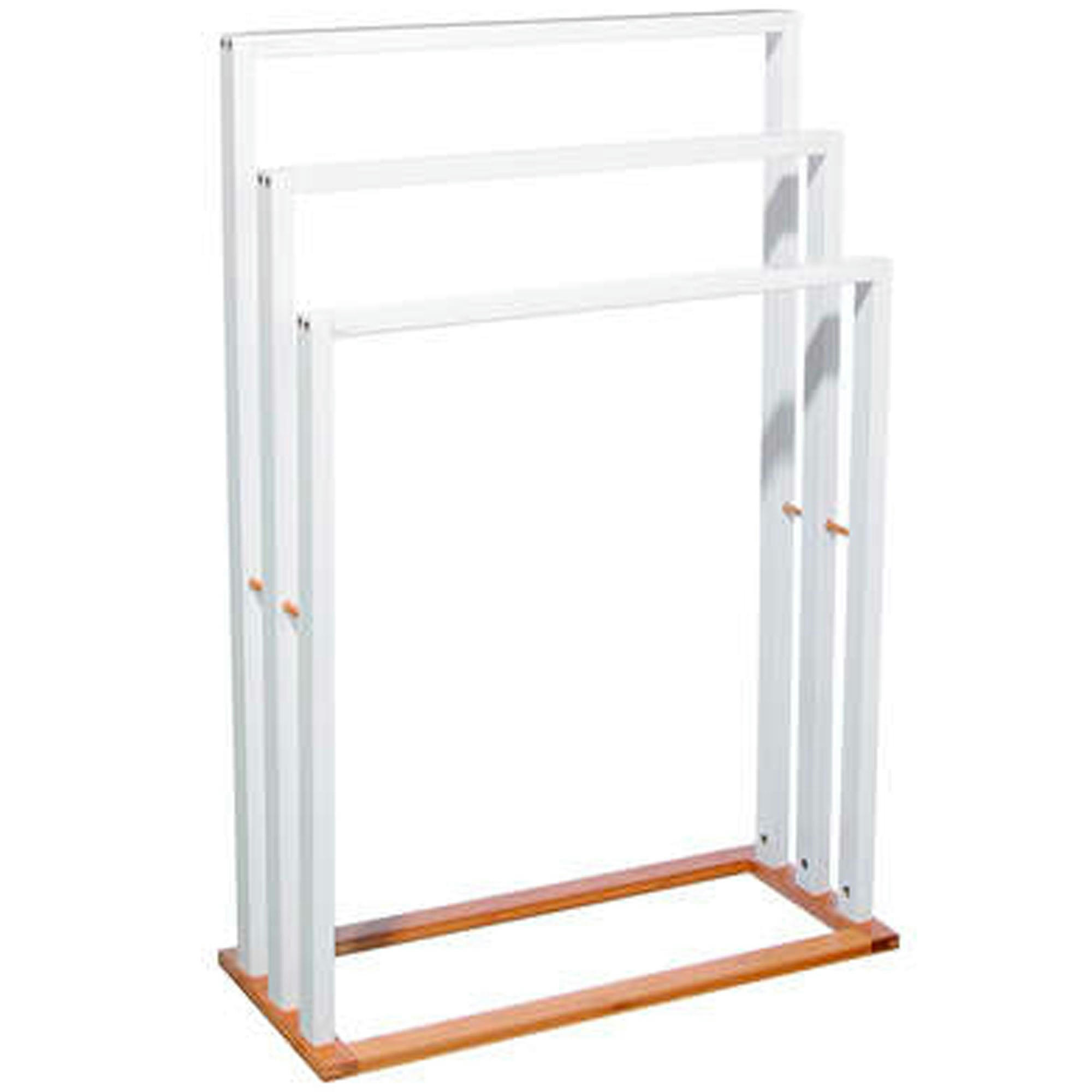 - Porte serviette sur pied en bambou bicolore 3 Bras - 55x24x82cm