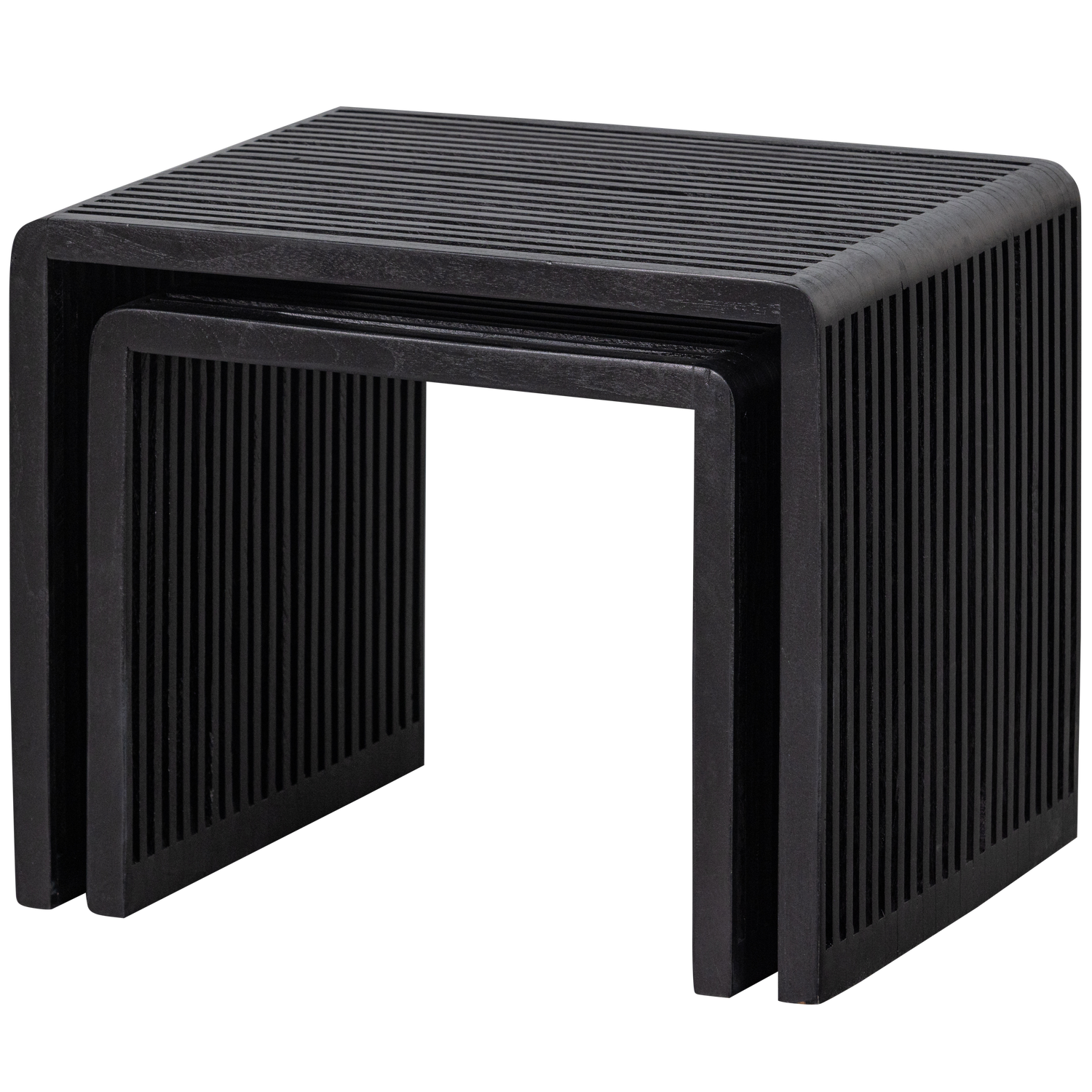 WOOOD bijzettafel Willa - Teak - Zwart - 50x45x40 - Set van 2