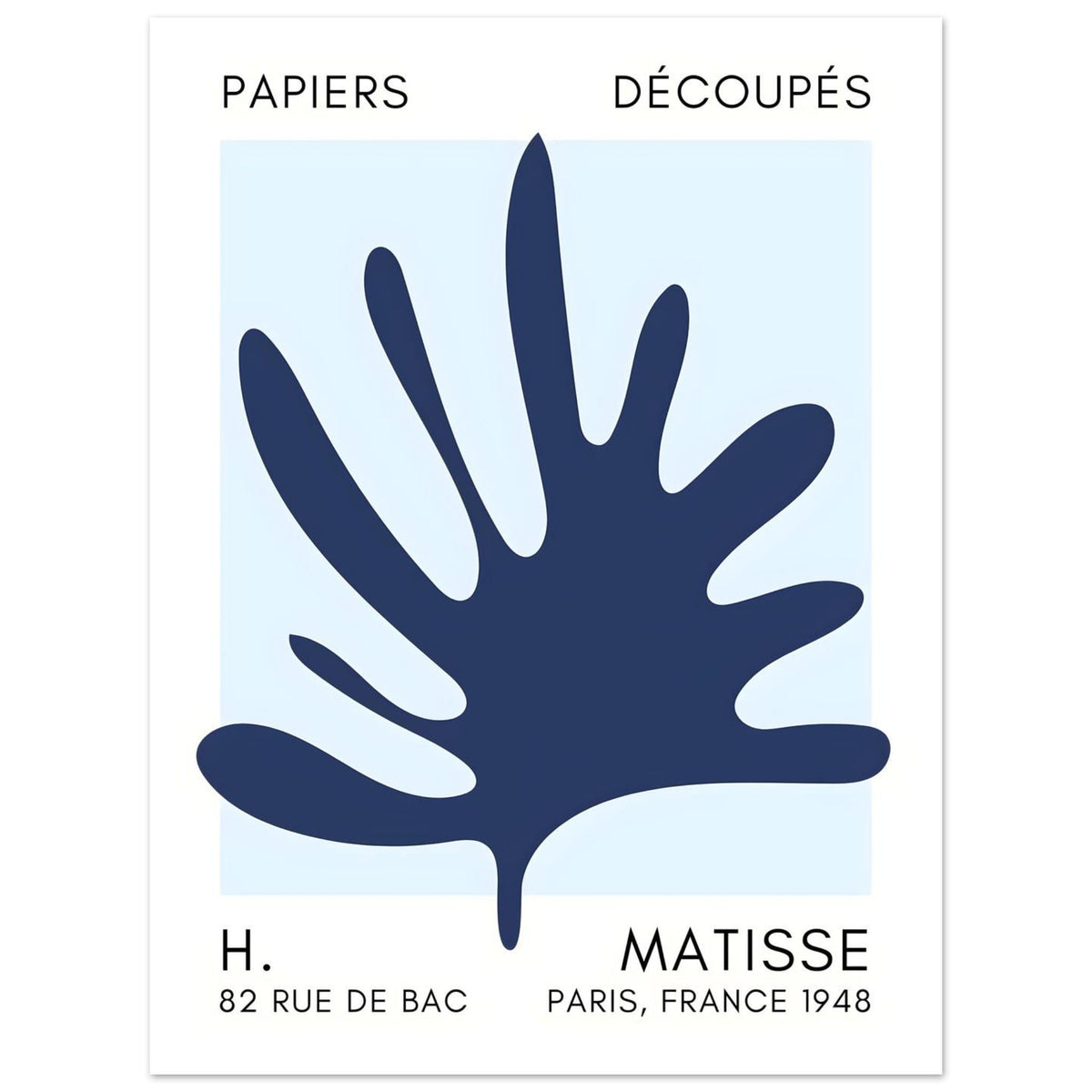 Artfulprints Poster Matisse – Coral drift navy blue I  - 30x40 cm - Blauw