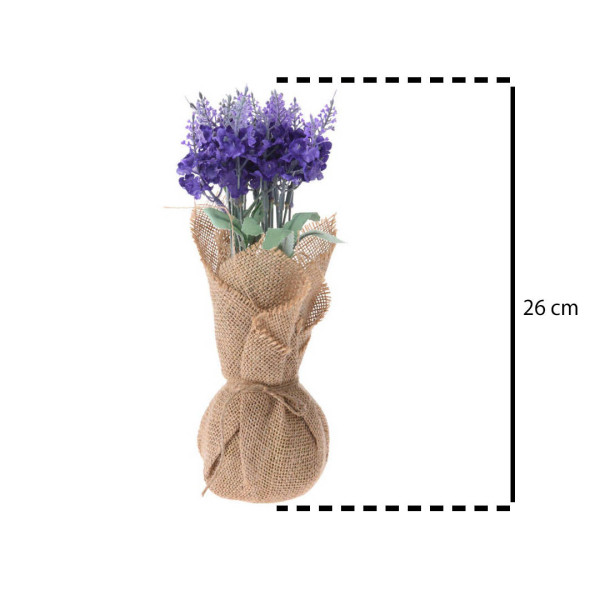 Sztuczne kwiaty w doniczce jutowej, 26 cm