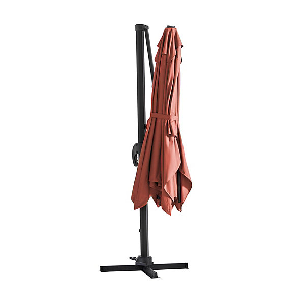 Parasol déporté inclinable 2x3 m et dalle sur roues terracottaOviala