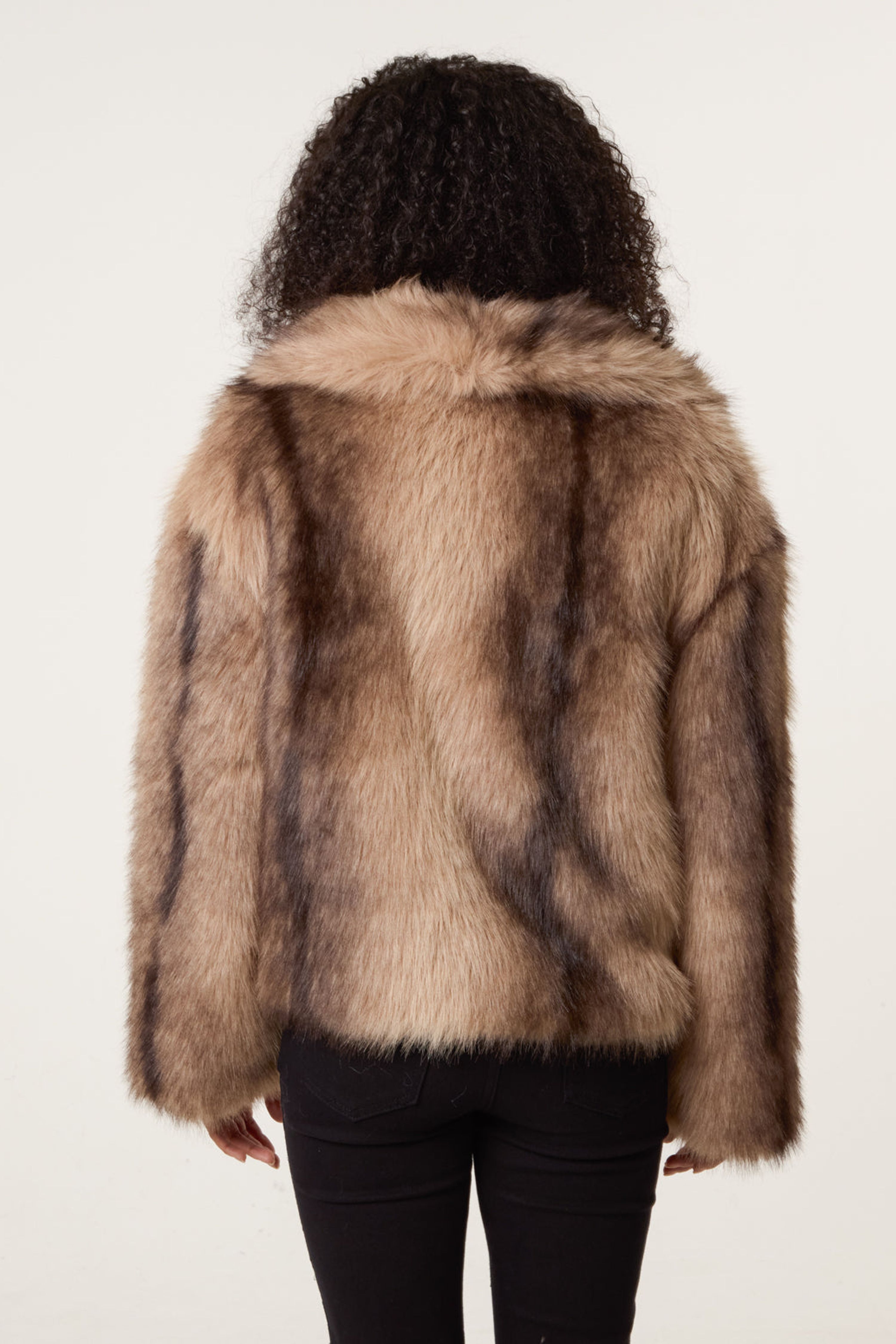 Blue Vanilla Light Brown Faux Fur Coat