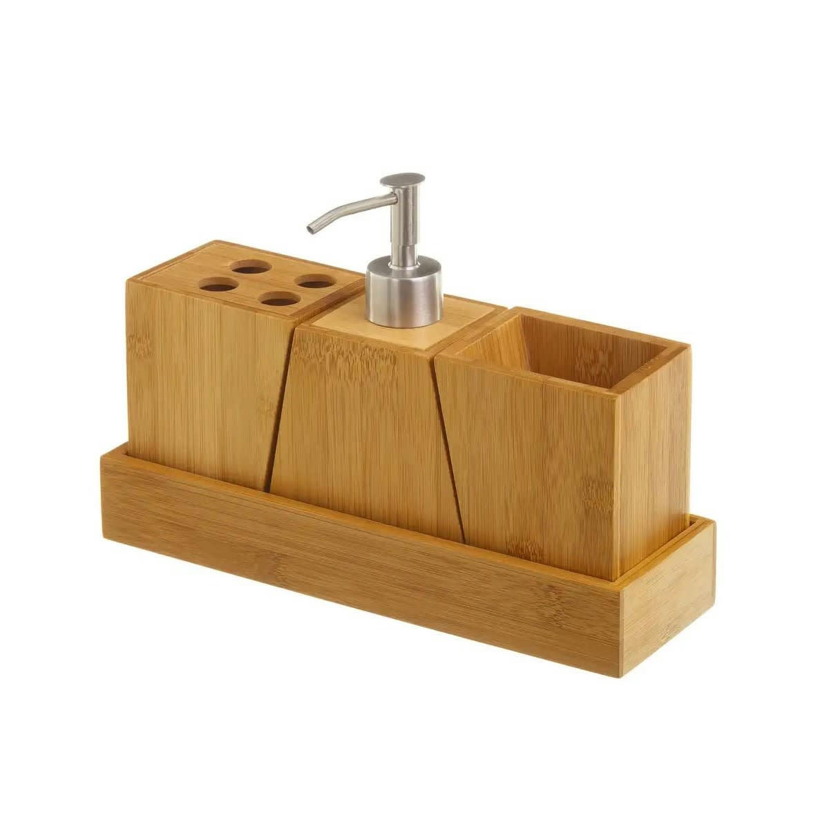 - Set bambou salle de bain distributeur savon