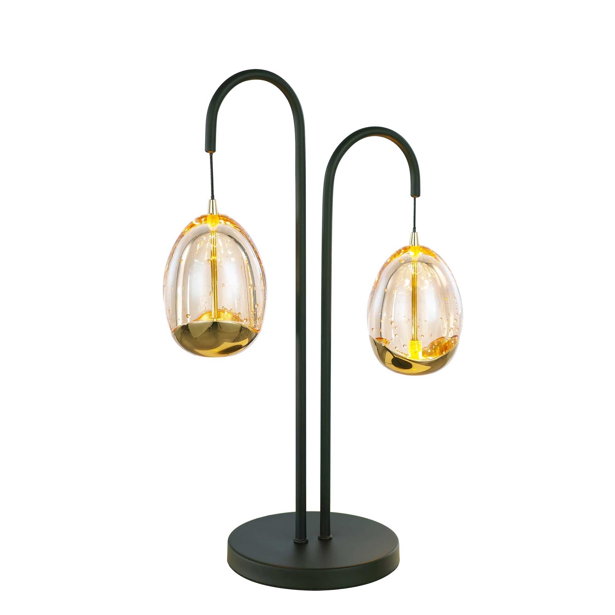 Highlight tafellamp Golden - 2 lichts - 14 x 48  cm - amber zwart