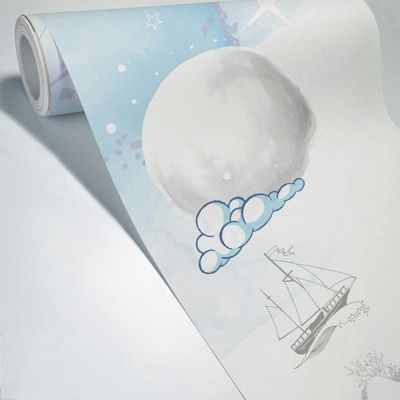 ATLANTIDE - Papier Peint Panoramique L336xH270cm Bleu Océan Baleine