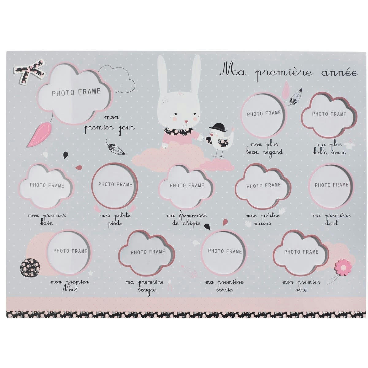 MISS FLEUR DE LUNE - Pèle-mêle 12 photos en bois gris