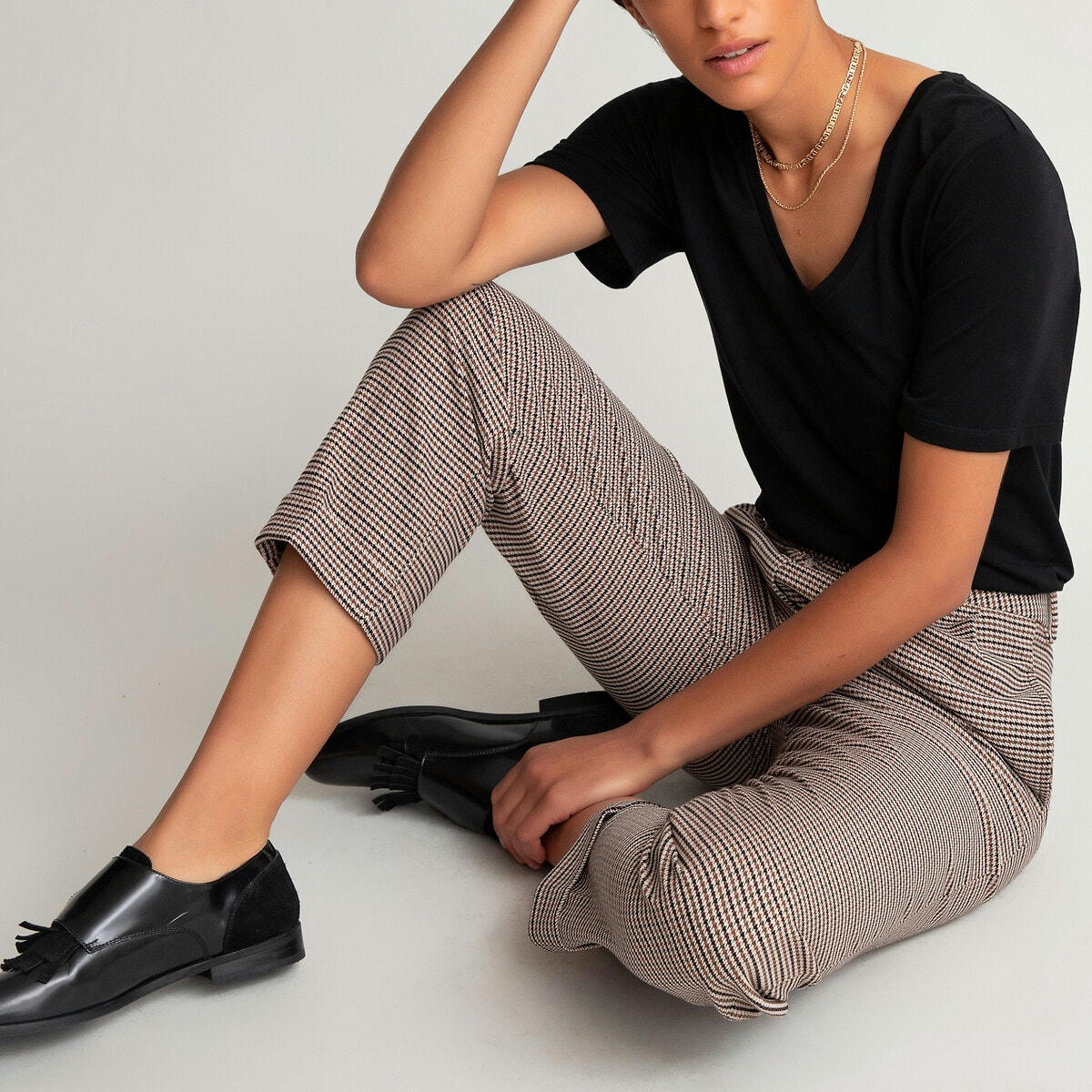 T-shirt col V, en lyocell