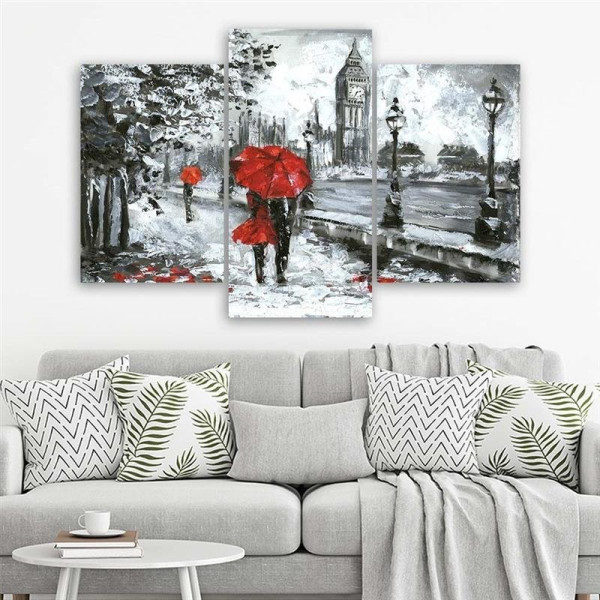 Feeby Obraz tryptyk na płótnie Spacer w Londynie 60x40