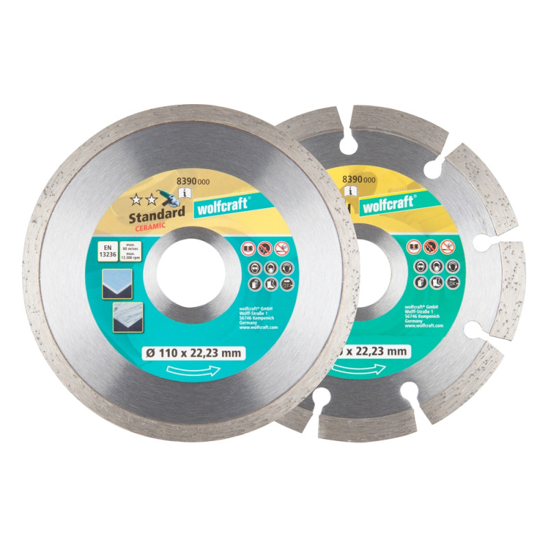 Disque à tronçonner en diamant Ø 110 mm 2 pièces WOLFCRAFT