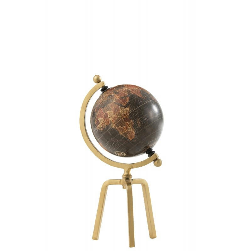 TRÉPIED - Globe trépied métal/plastique or/noir H40cm