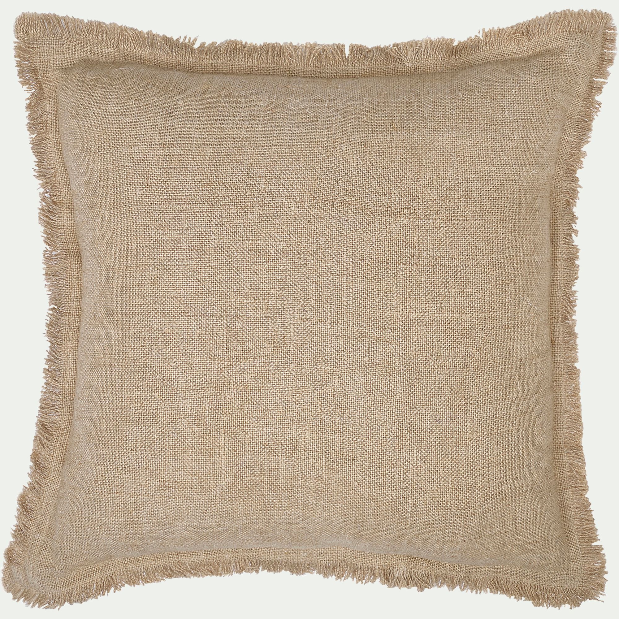 TANTA - Coussin frangé en lin 45x45cm - naturel