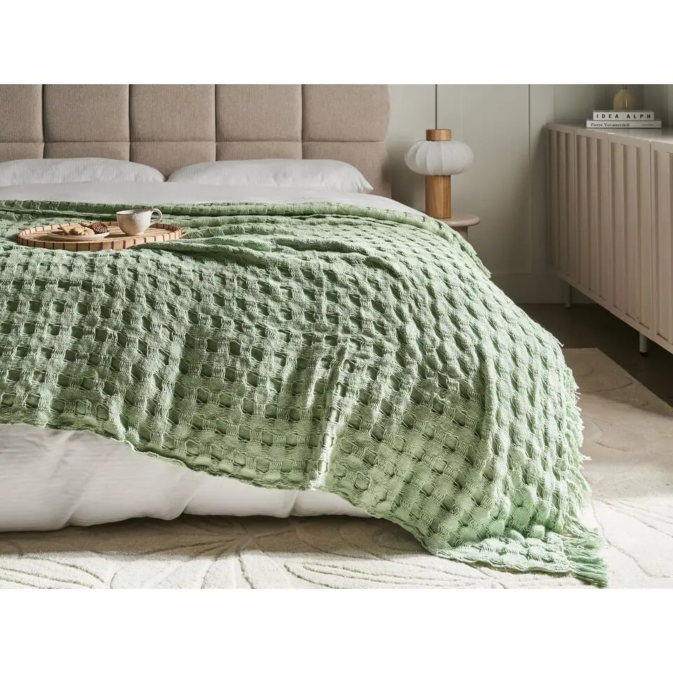 BERE - Bedsprei - Groen - 200 x 220 cm - Katoen