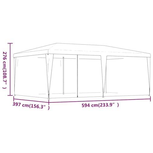 NNEVL Party Tent with 6 Mesh Sidewalls Anthracite 6x4 m HDPE