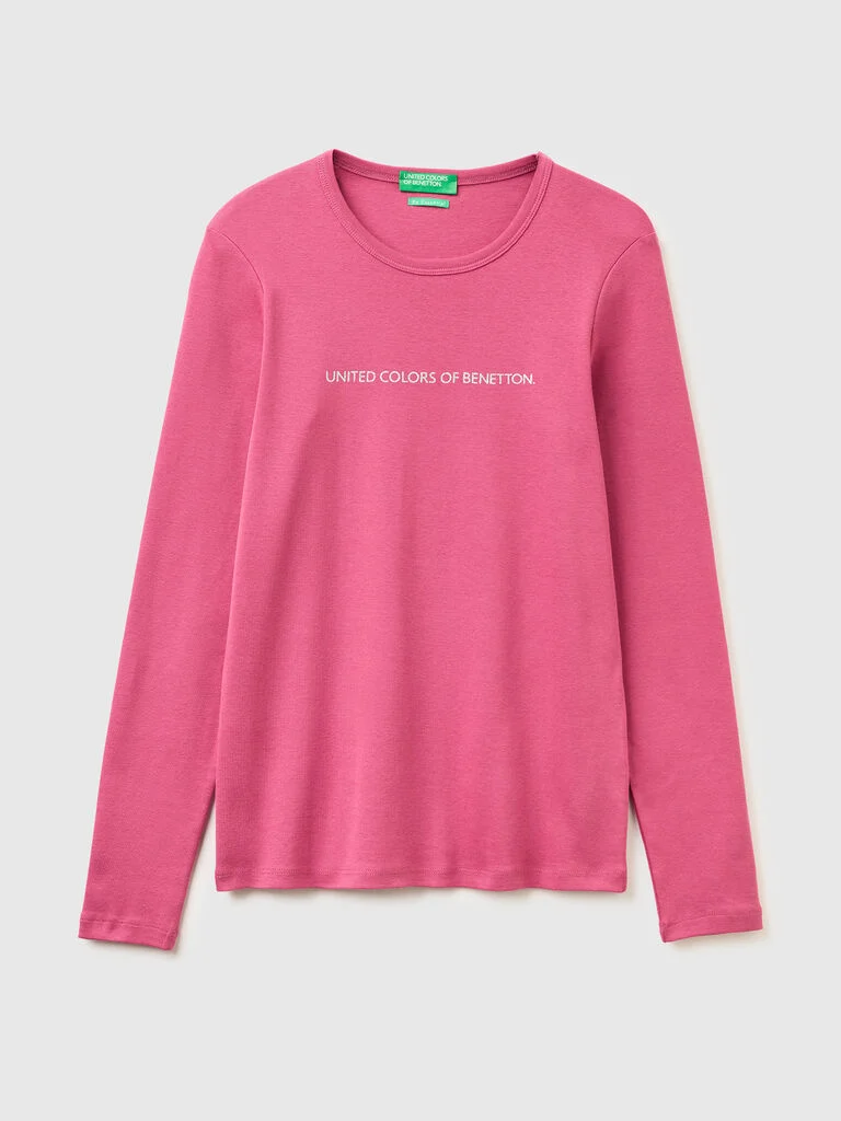 Long sleeve t-shirt with glitter logo