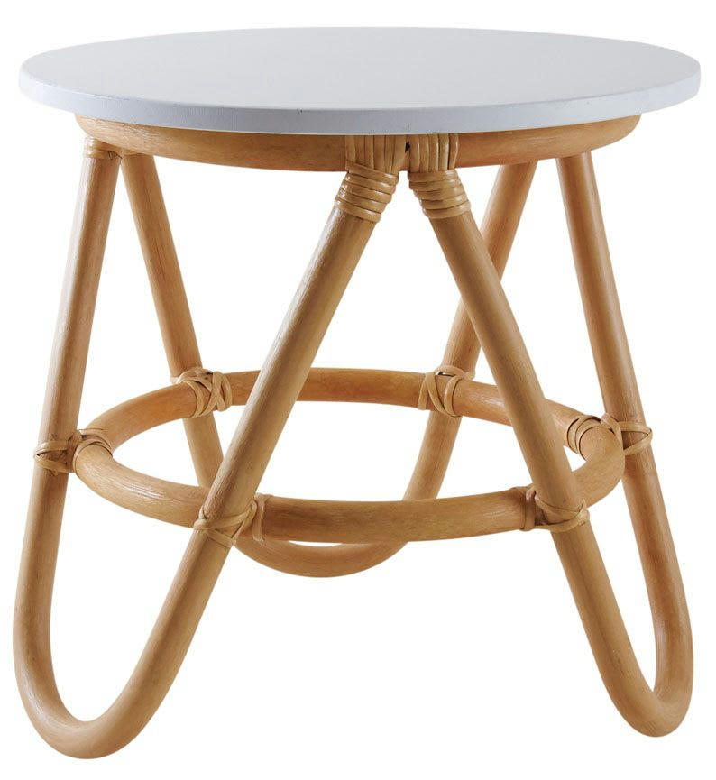- Petite table d'appoint en rotin et mdf laqué