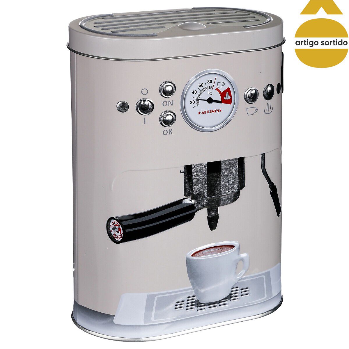 Lata Com Decoração De Máquina De Café