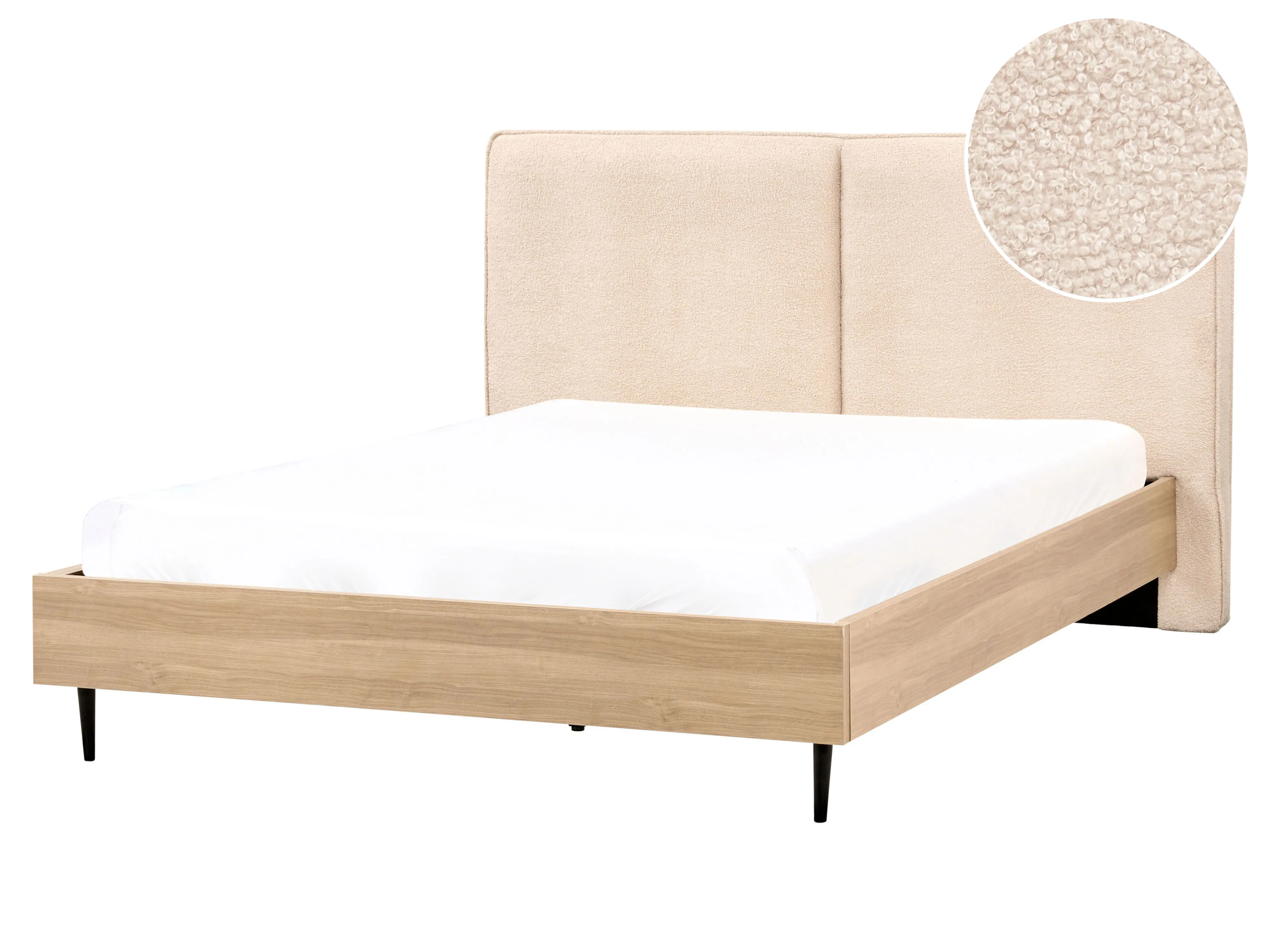 Bed Boucle IZERNORE 140 x 200 cm (EU Double) Beige