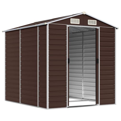NNEVL Garden Shed Brown 191x215x198 cm Galvanised Steel