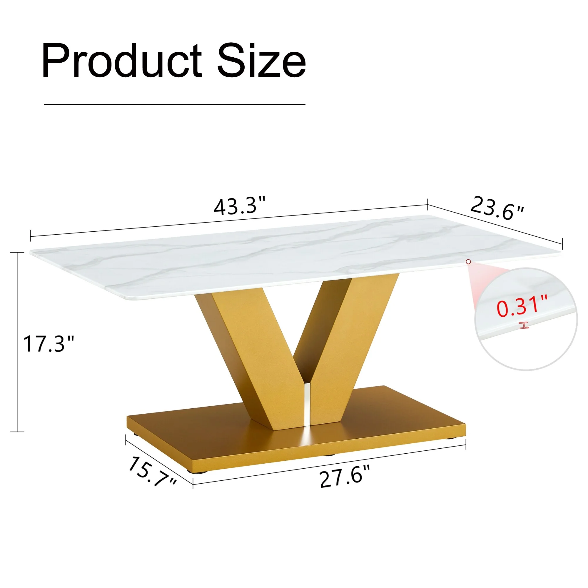 Modern Minimalist Coffee Table. Tempered Glass With Stickers Tabletop,En Mdf Pillars