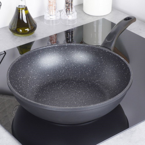 Patelnia wok granitowy do smażenia duszenia GRANDE 30 cm