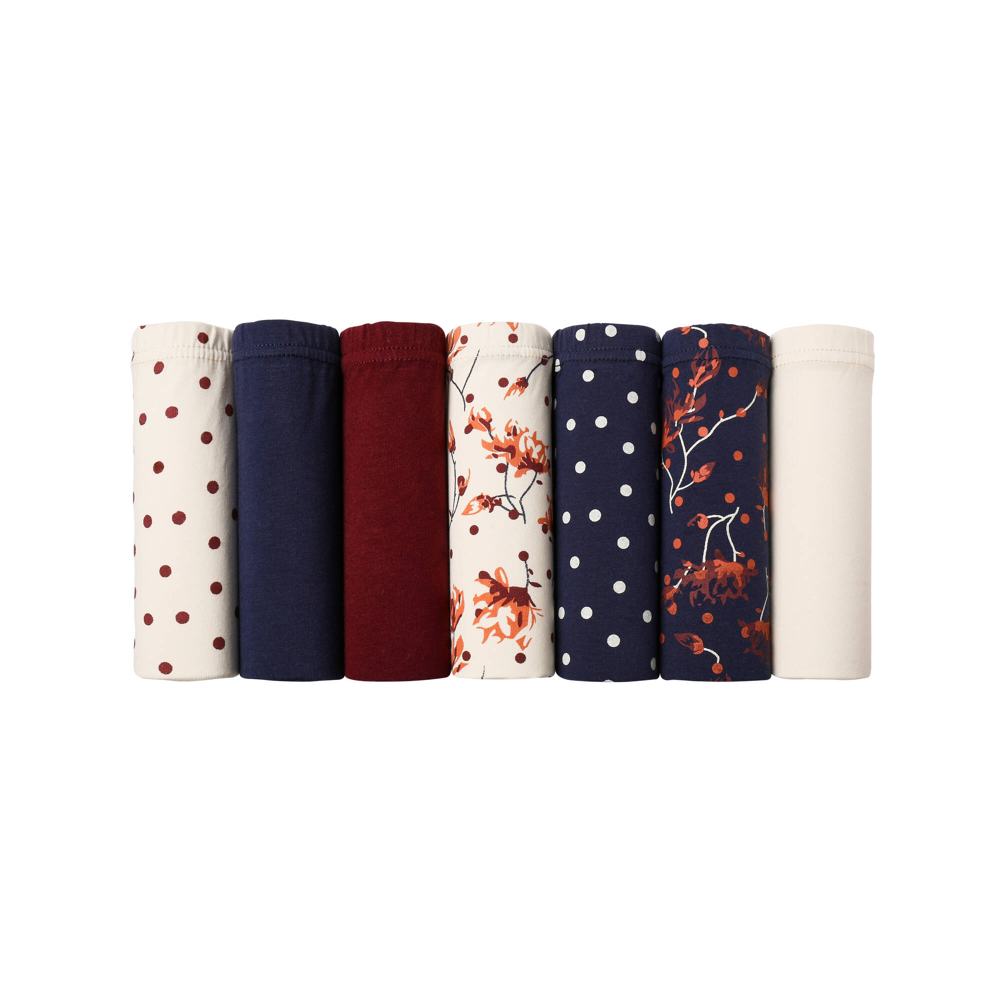Culotte coton forme maxi unie et imprimée fleur - lot de 7