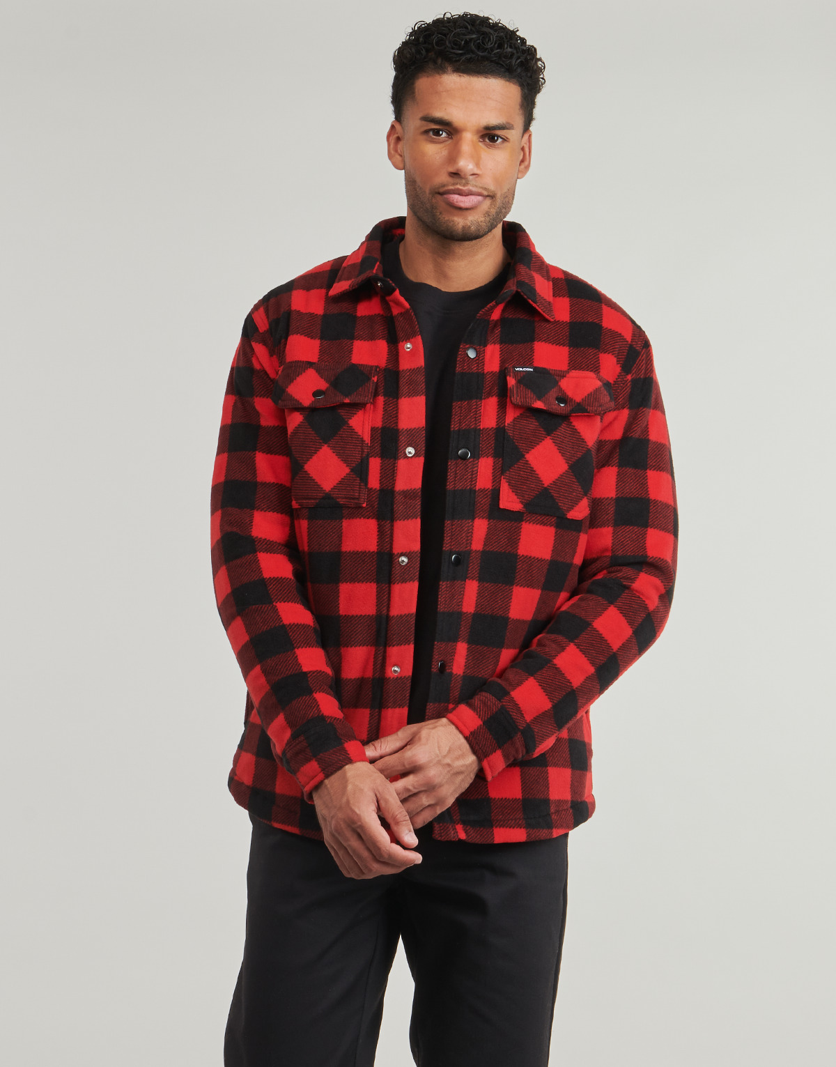 Volcom - BOWERED FLEECE LS - Black / Red