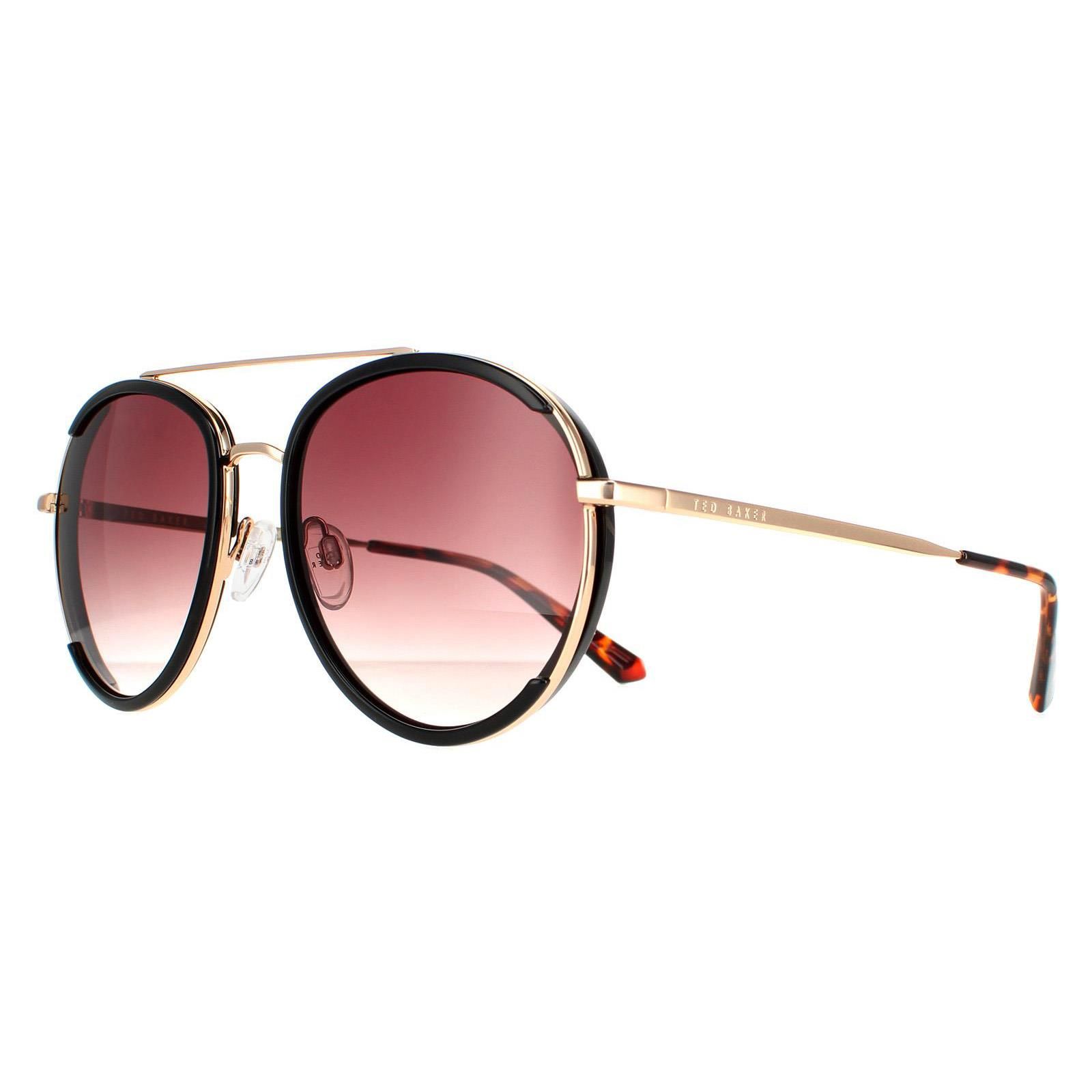 Ted Baker Aviator Black Gold Brown Gradient TB1638 Gaia