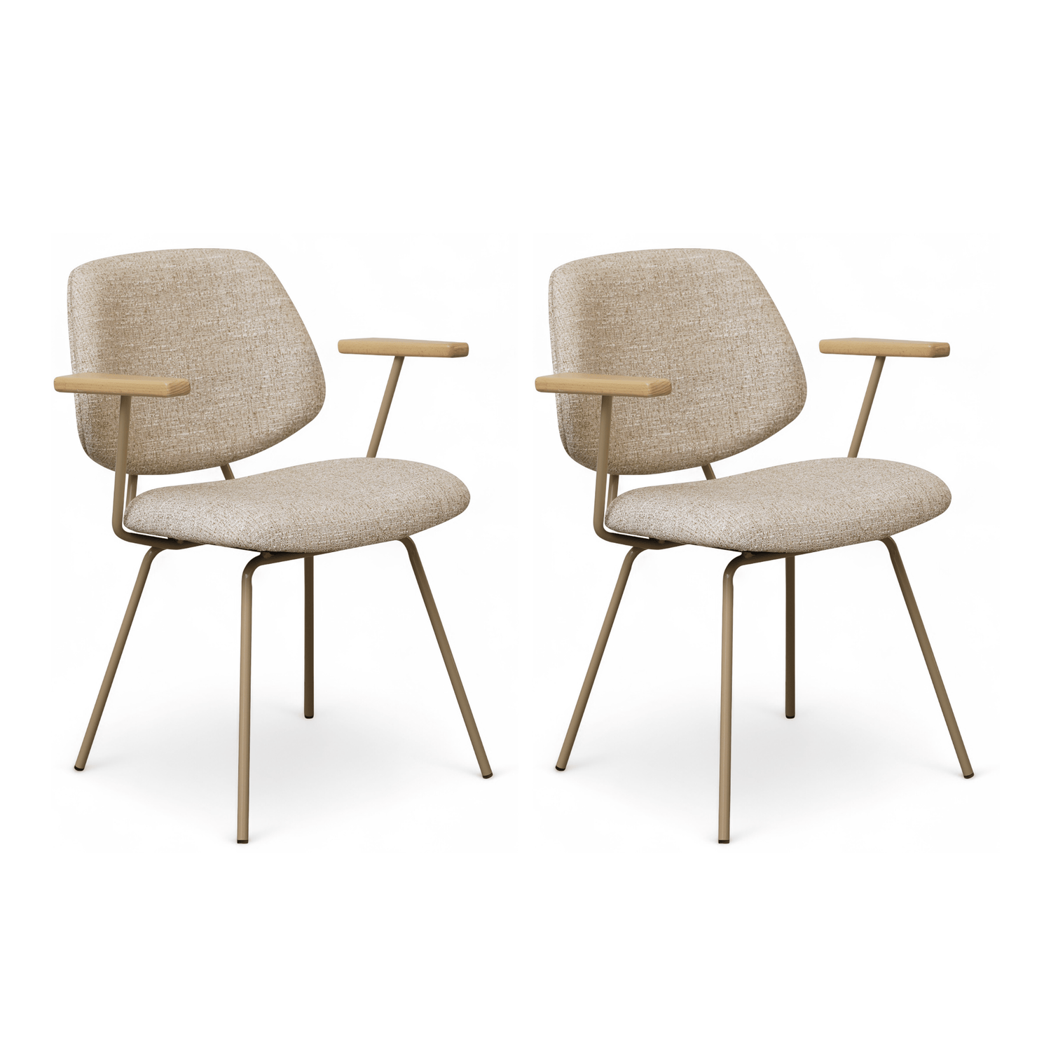 Furnhouse eetkamerstoelen armleuning Sofia - Beige - Stof (Bouclé) - Set van 2