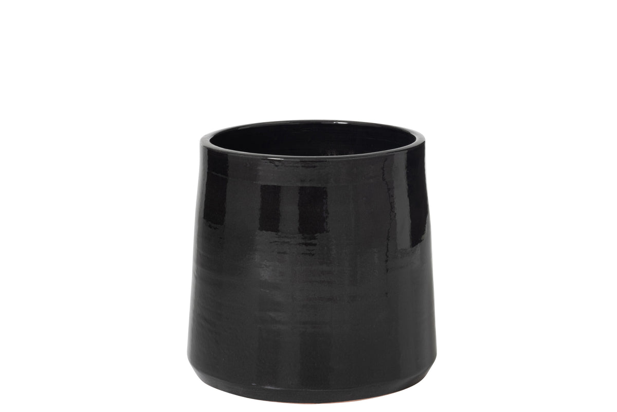 J-Line bloempot Rond - keramiek - zwart - large - Ø 28 cm
