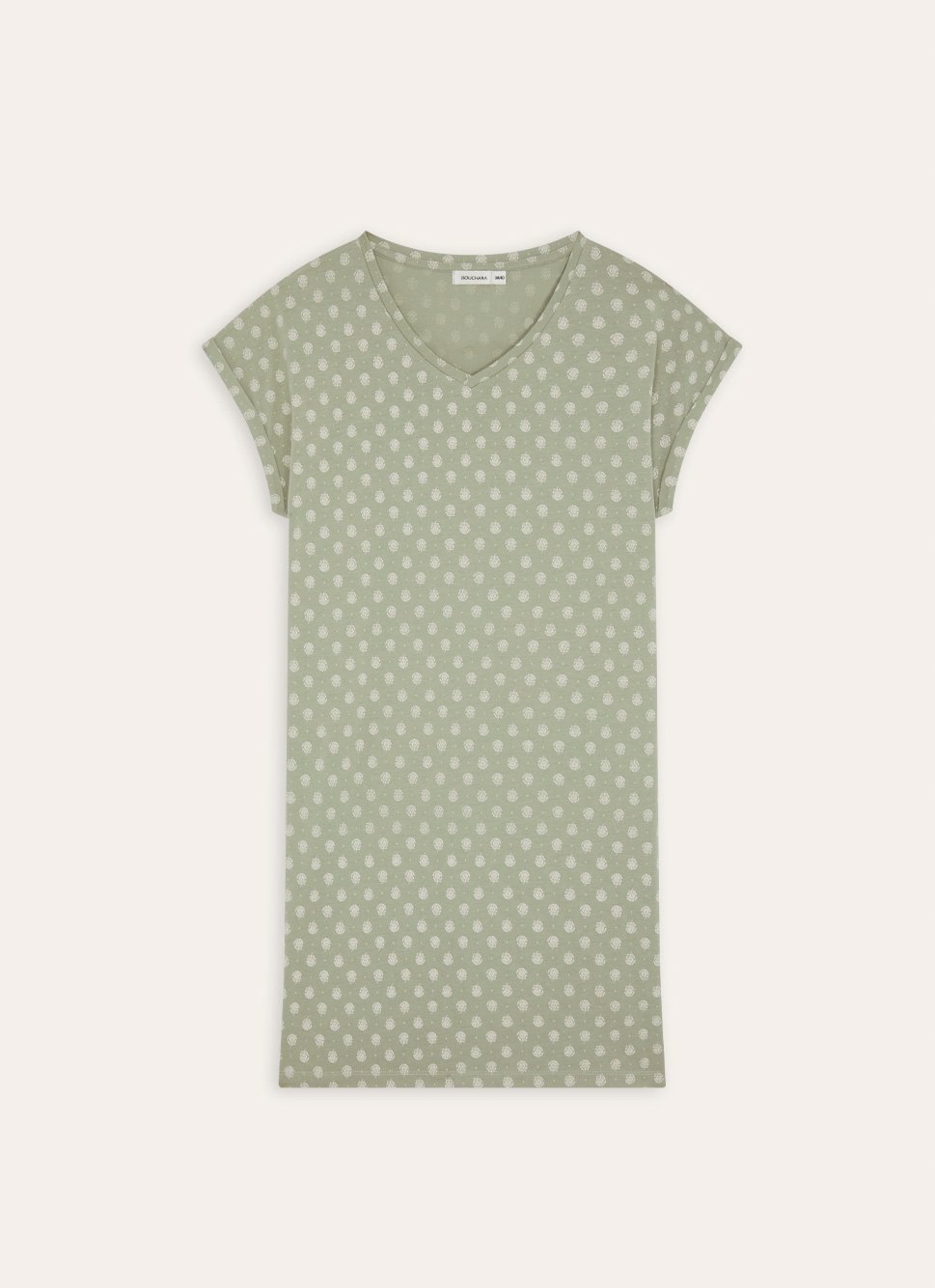 CHEMISE DE NUIT EN COTON MODAL IMPRIMÉ VERT