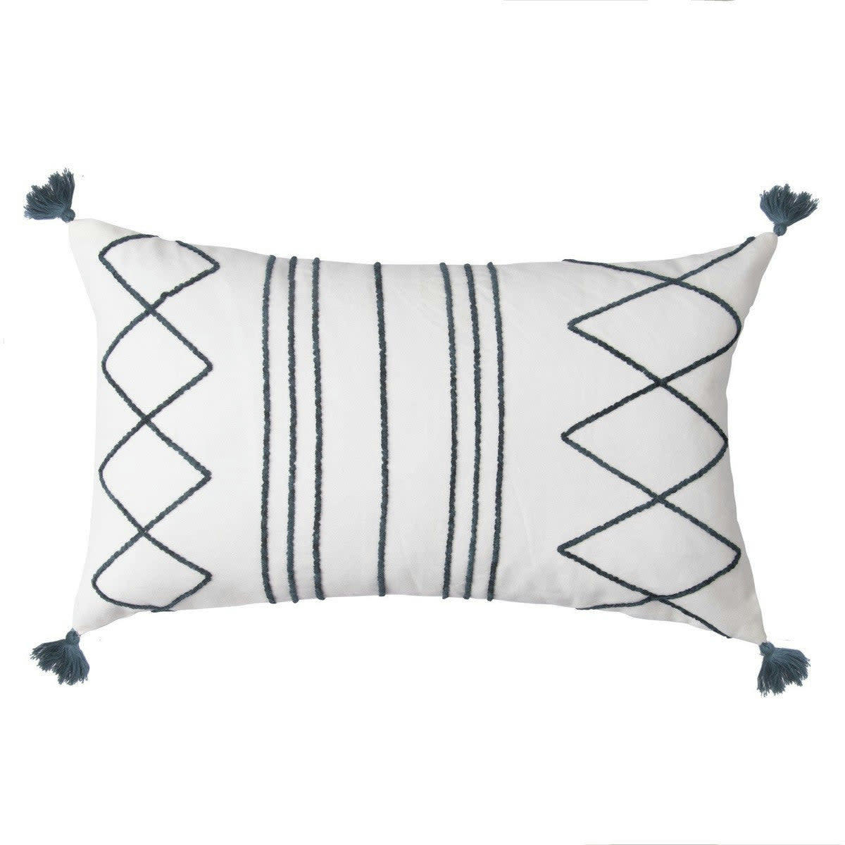 ISTANBUL - Housse de coussin coton  50x30 bleu paon