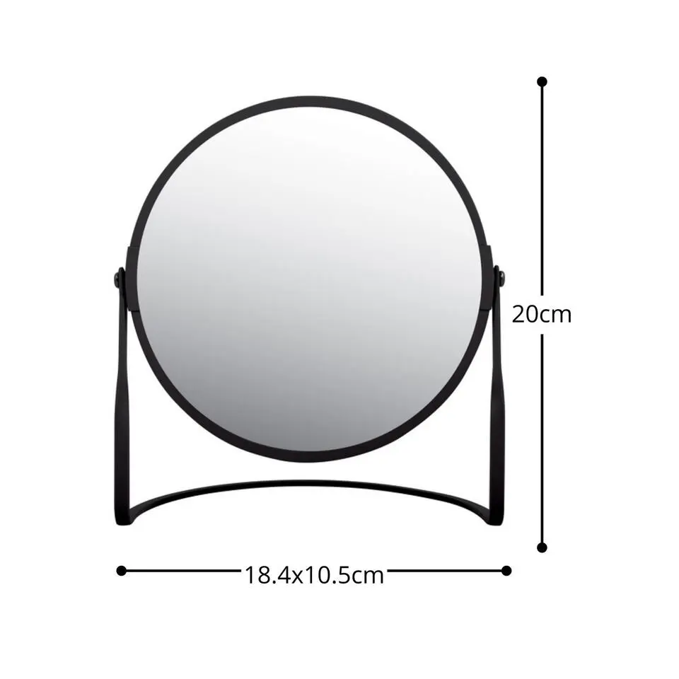 Make-up spiegel Cannes - 5x zoom - metaal - 18 x 20 cm - zwart