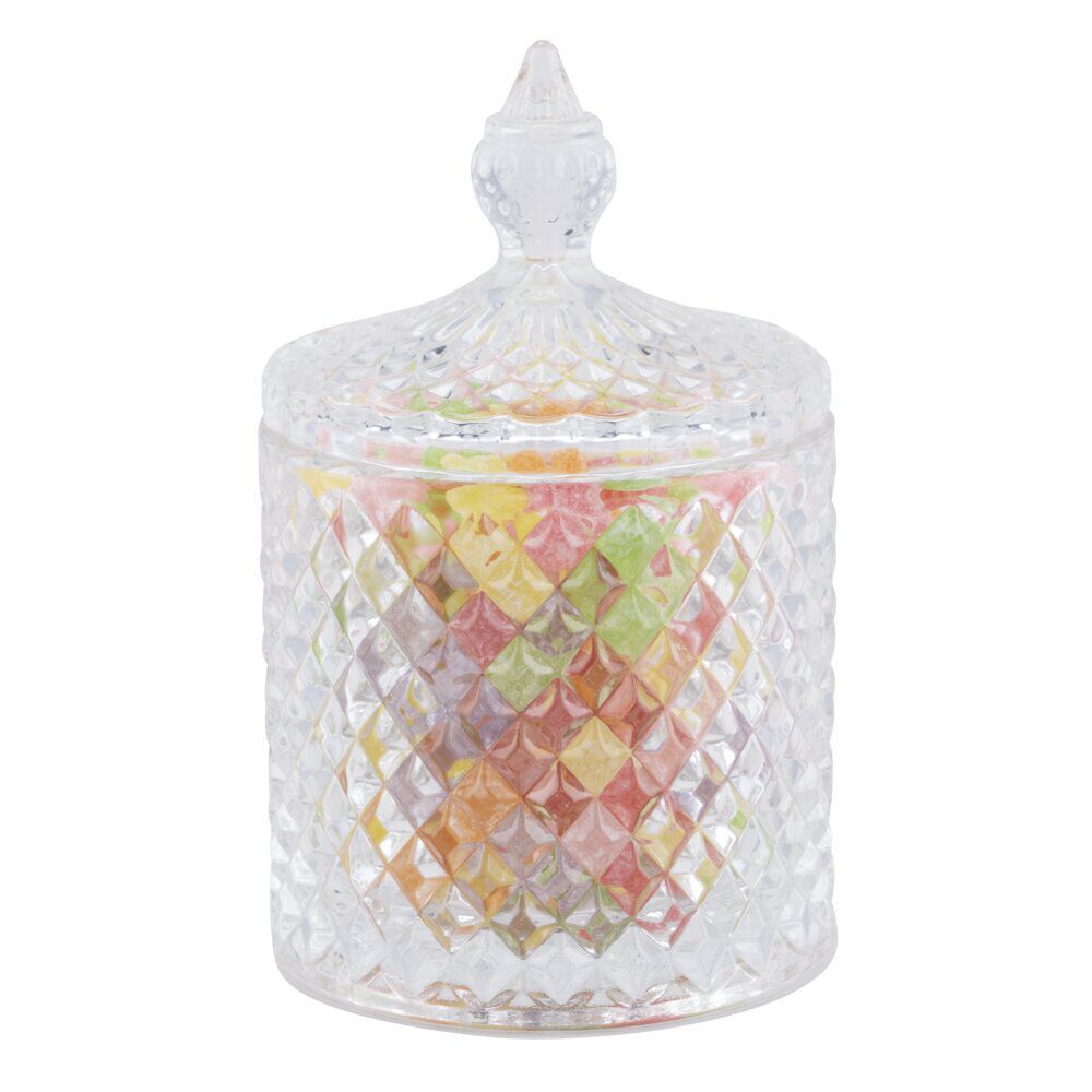 Bonbonnière en verre avec couvercle design forme diamant Ø7xH11cm