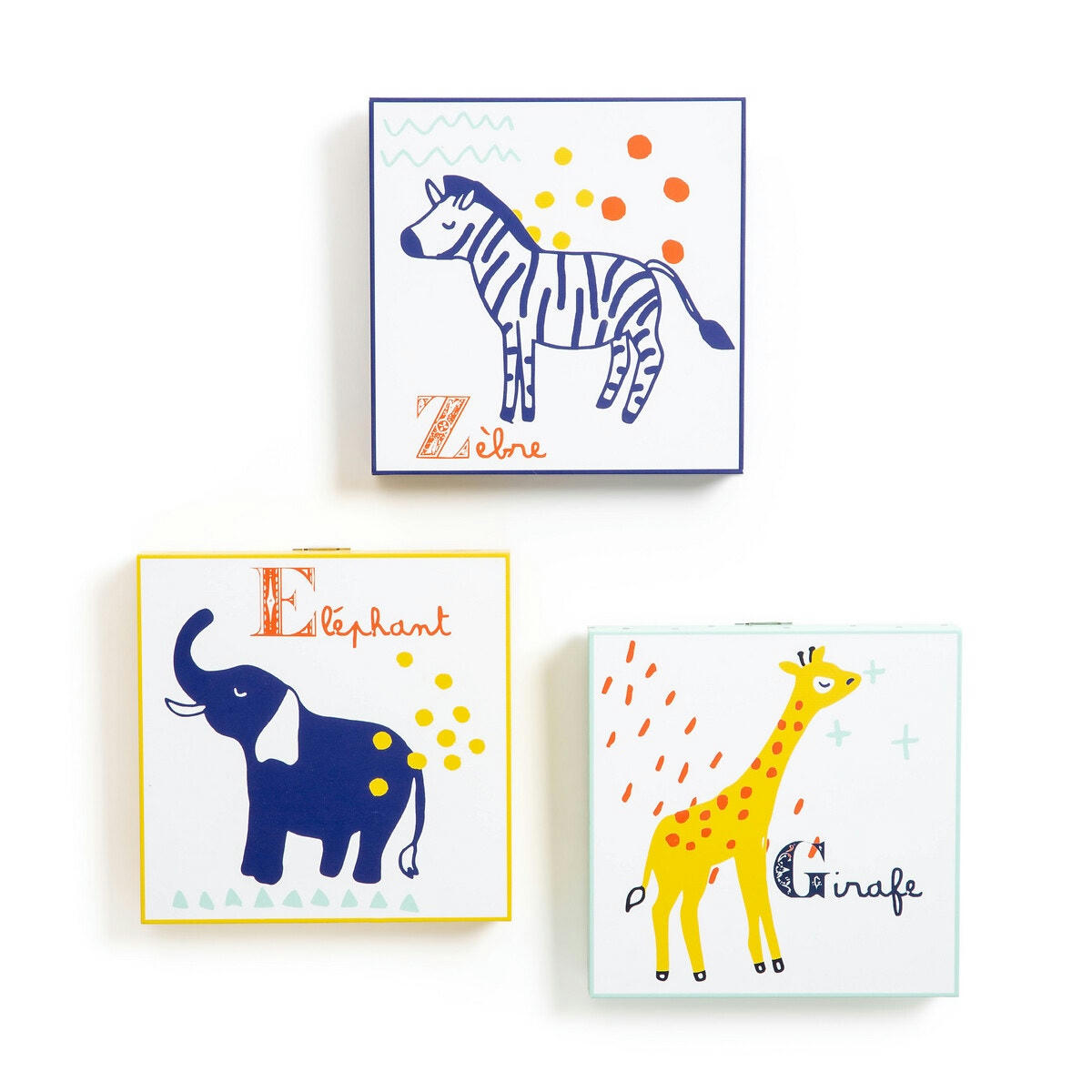 Lot de 3 cadres enfants Animalia