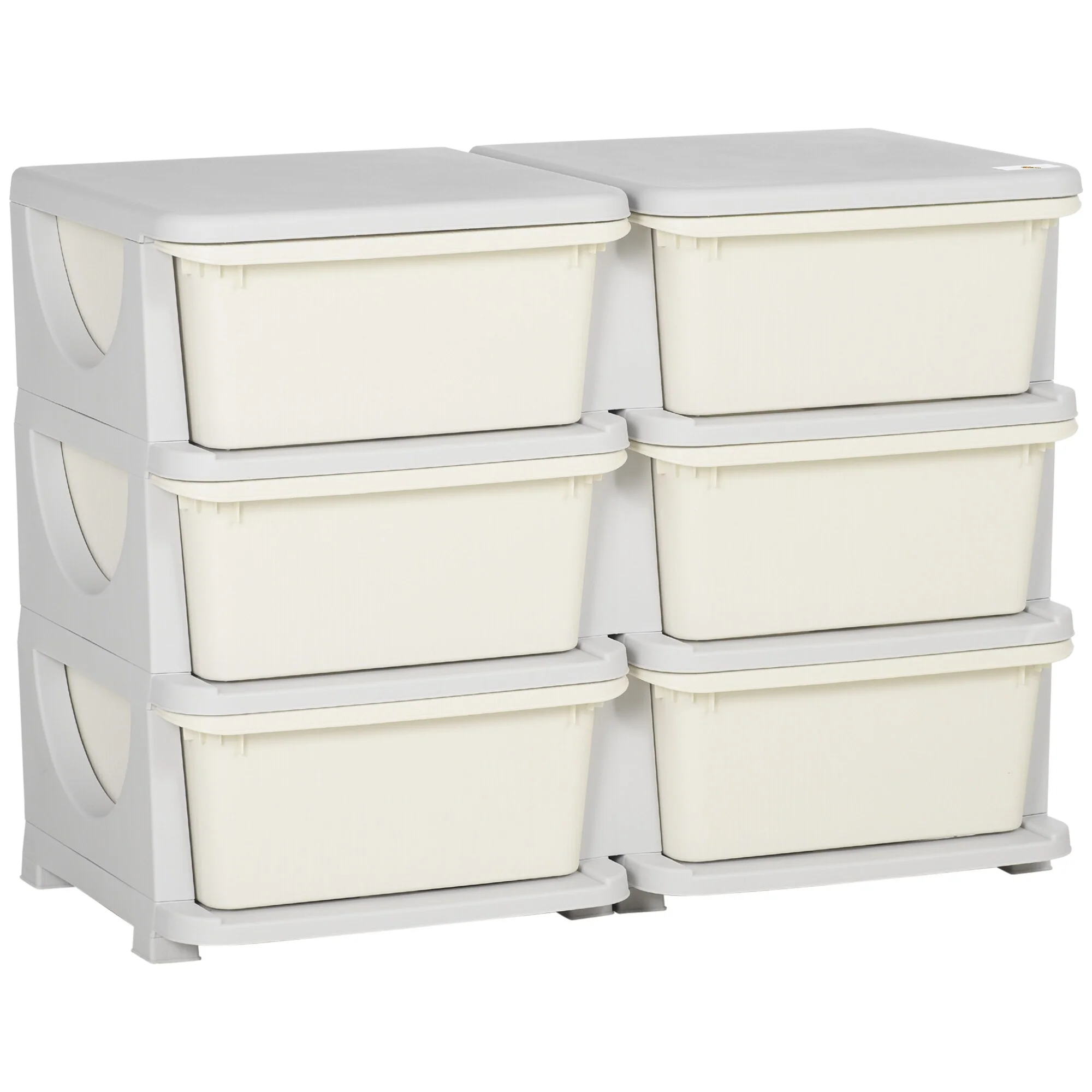 3 Tier Kids Storage Unit, 6 Drawer Chest Toy Organizer Plastic Bins for Kids Bedroom Nursery Kindergarten Living Room