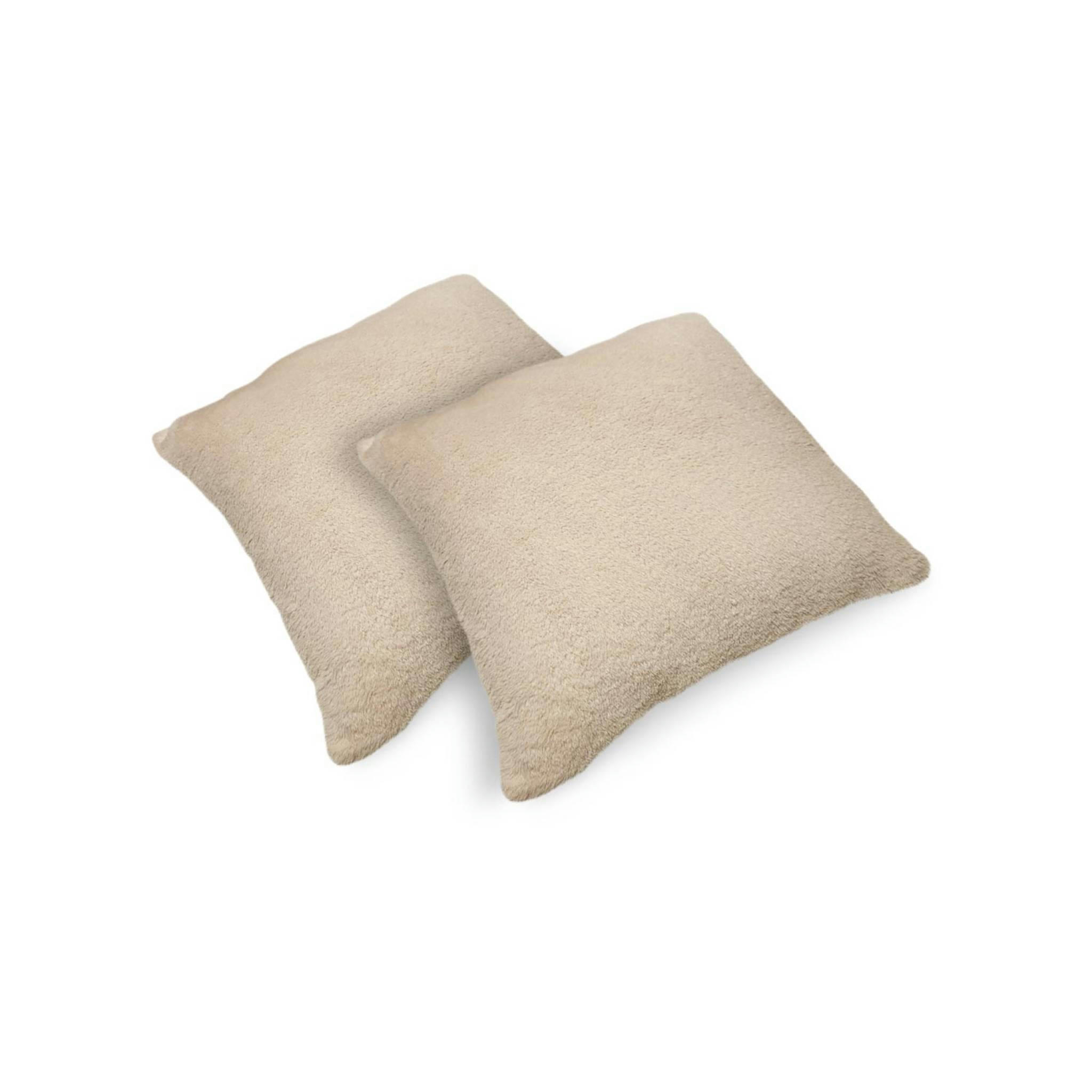LAPONIE - Coussin beige garnis fausse fourrure 40x40cm (lot de 2)