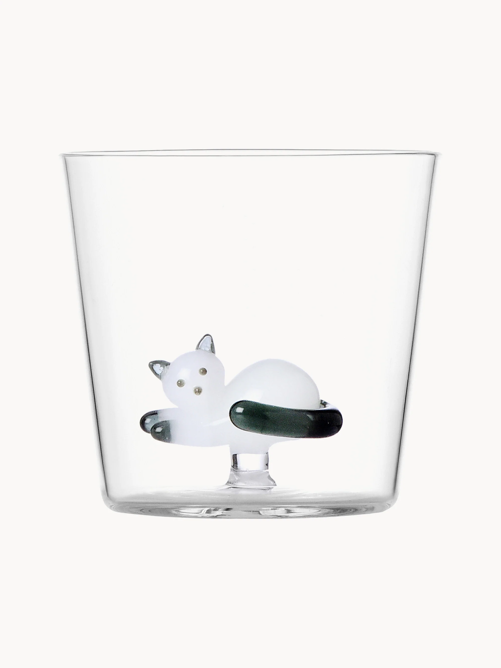 Handgefertigtes Borosilikat-Trinkglas Tabby Cat