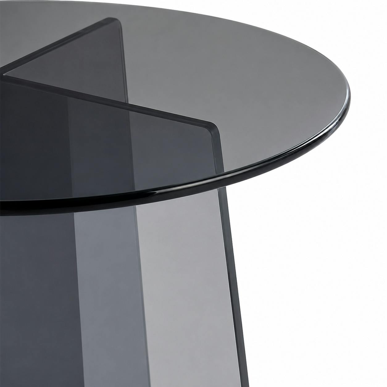 Bout de canapé rond en verre fumé noir VETRO