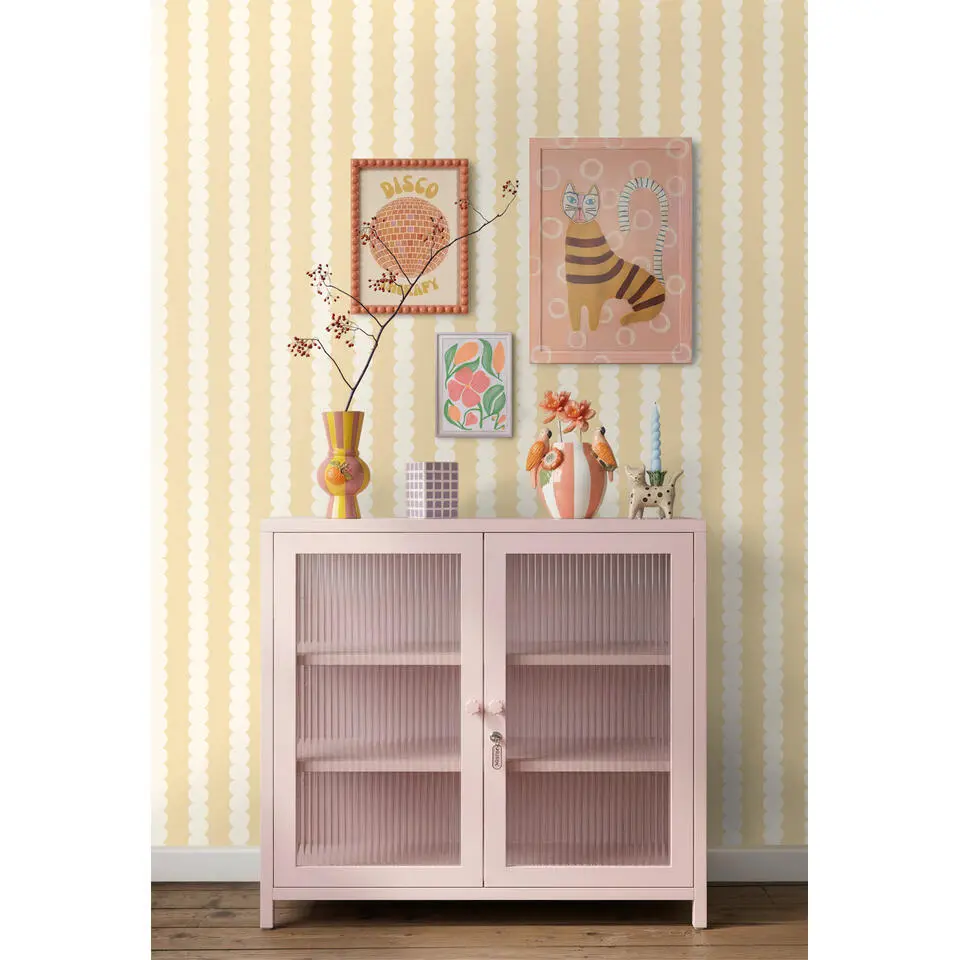 ESTAhome behang grafische print pastel geel - 50 x 900 cm