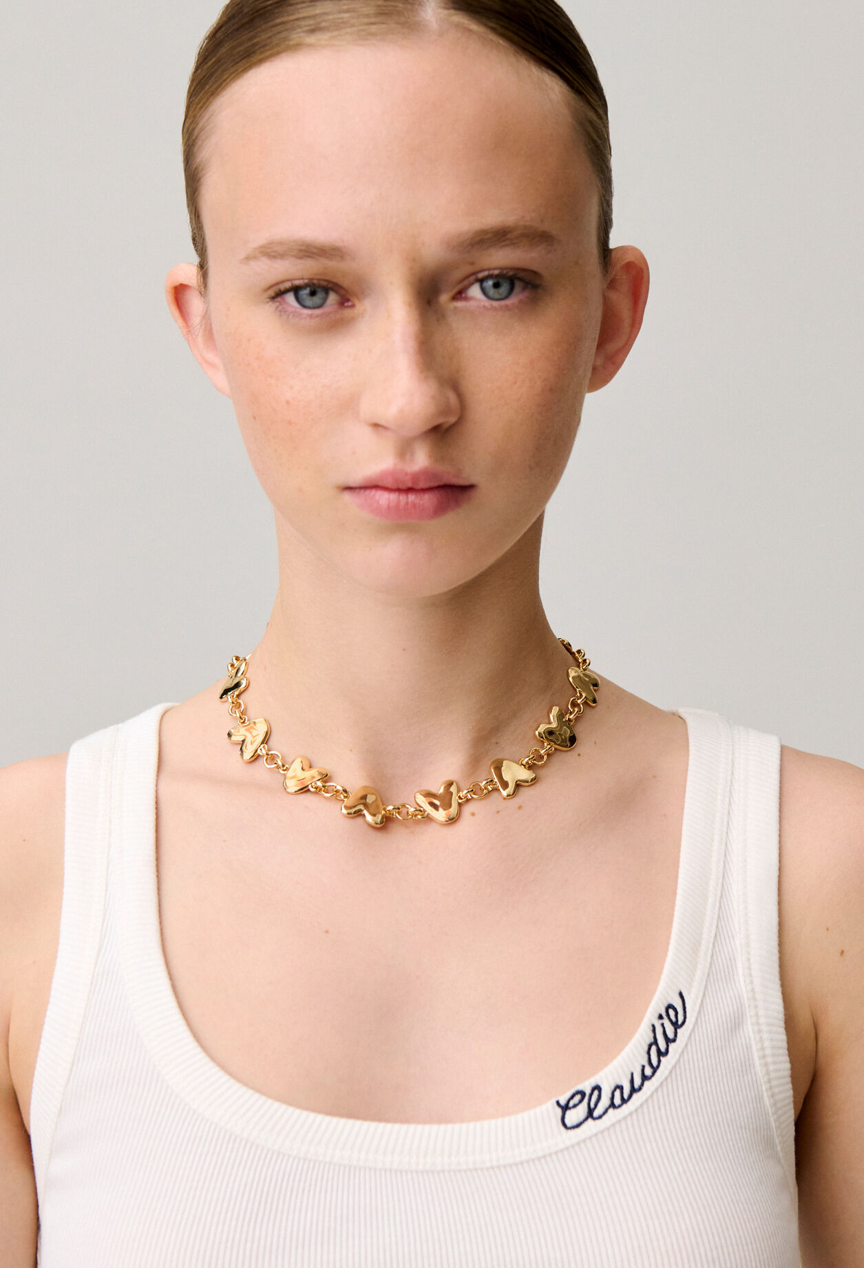 Collier c&oelig;urs martelés