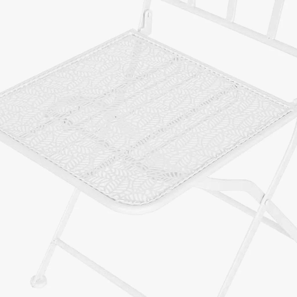 Conjunto de mesa e duas cadeiras em metal com folhas branco REVIVAL