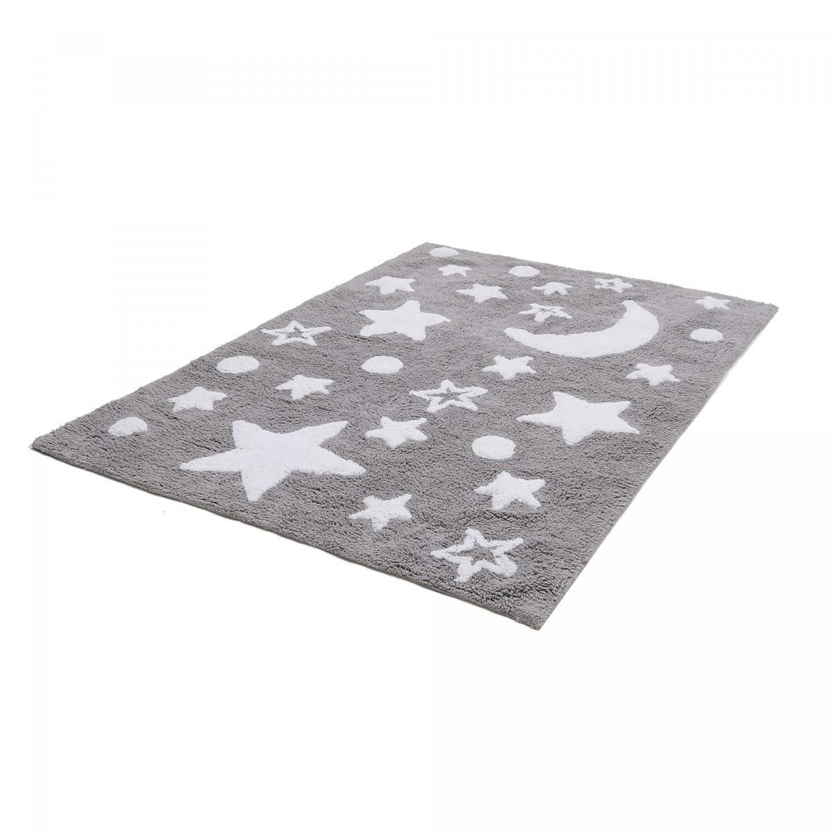 GOOD NIGHT 100% BIO - Tapis enfant en coton gris 140x200
