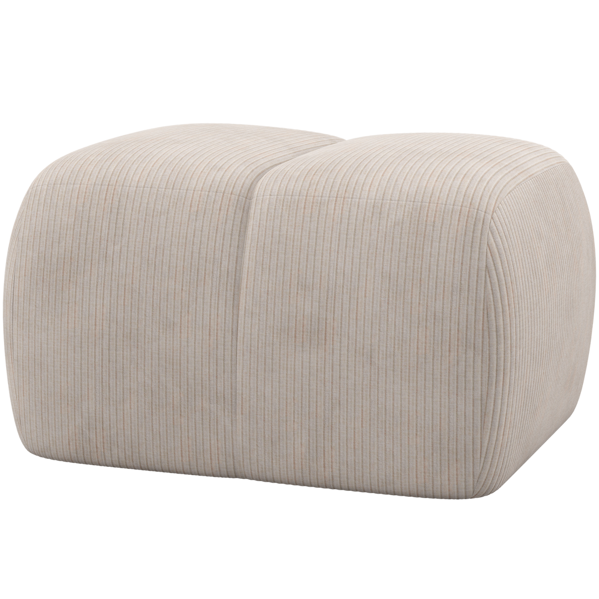 WOOOD poef Mojo - Ribstof - Ecru - 45x84x64