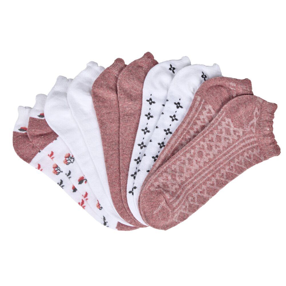 Chaussettes femme tige courte x5 polycoton uni et à motifs 36/40