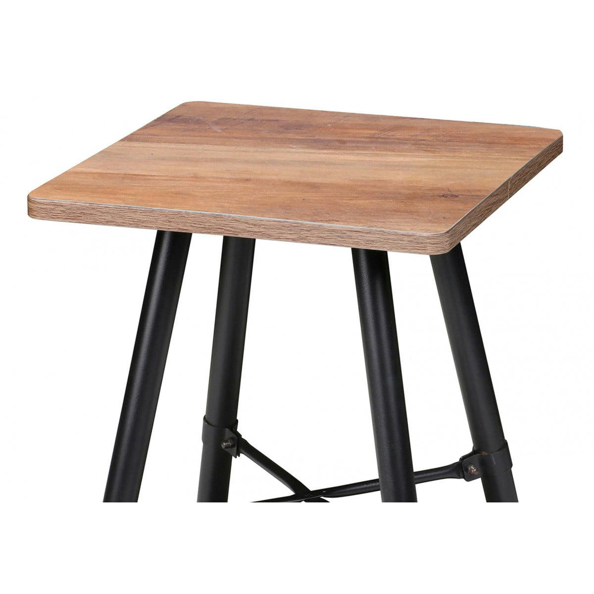 HAMPTON - Table d'appoint / bout de canapé métal noir et bois - 40x40x50cm