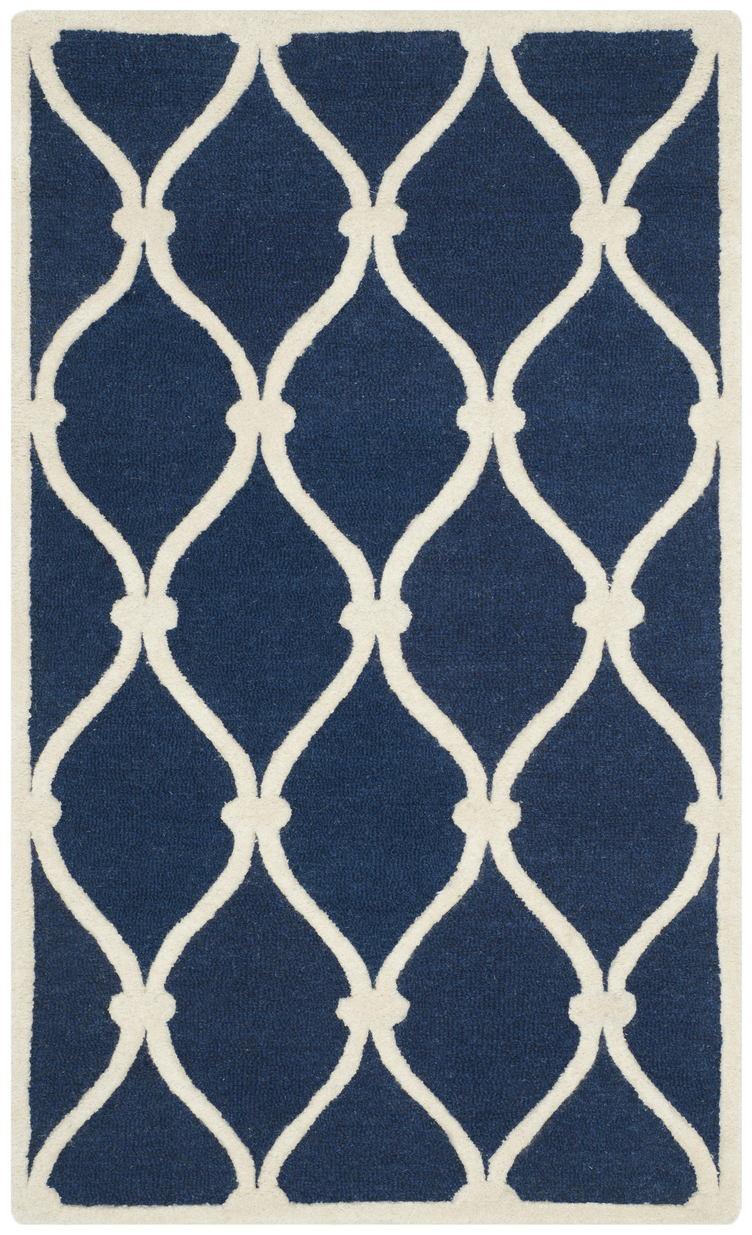 CAMBRIDGE - Tapis de salon interieur en bleu marine & ivoire, 91 x 152 cm