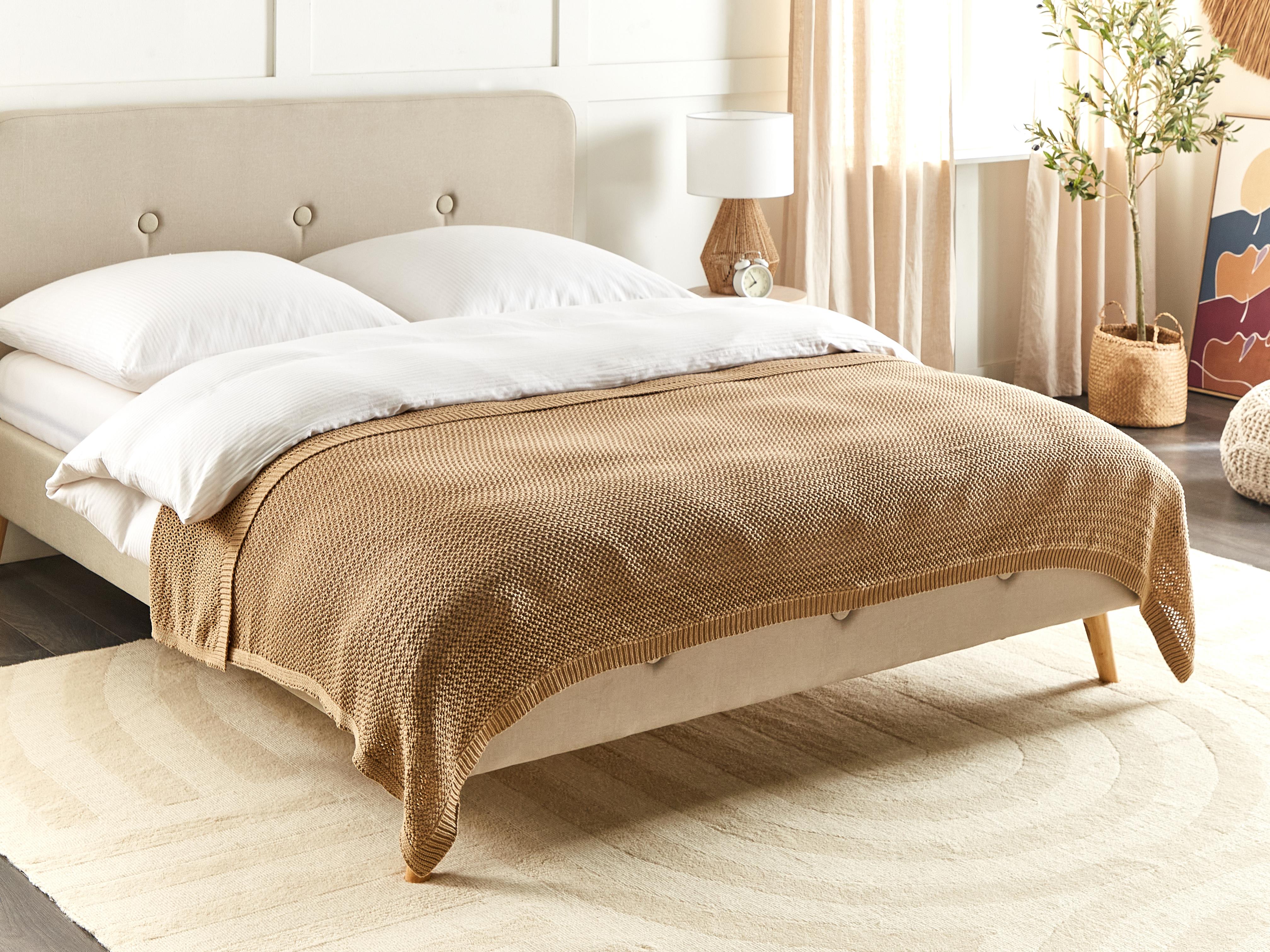 Bedspread ILEN Cotton 150 x 200 cm Light Brown